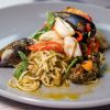 Spaghetti Spicy Seafood with Pesto Sauce / with olio sauce